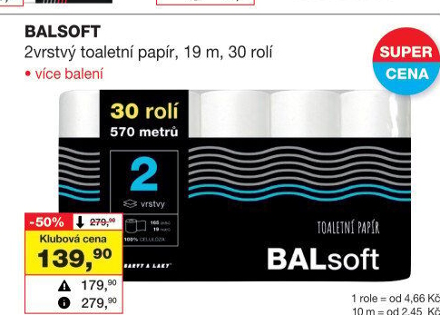 Toaletní papír 2vrstvý BALsoft