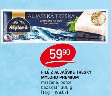 Aljašská treska filé bez kosti mražené Premium Mylord