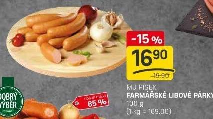 Párky farmářské libové Maso uzeniny Písek