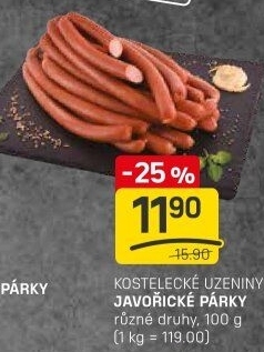 Párky javořické Kostelecké uzeniny