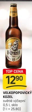 Pivo světlé výčepní 10°Velkopopovický Kozel