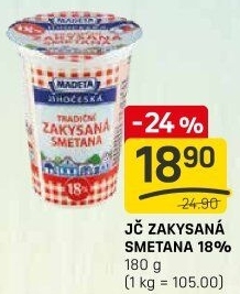 Smetana zakysaná Jihočeská Madeta 18%