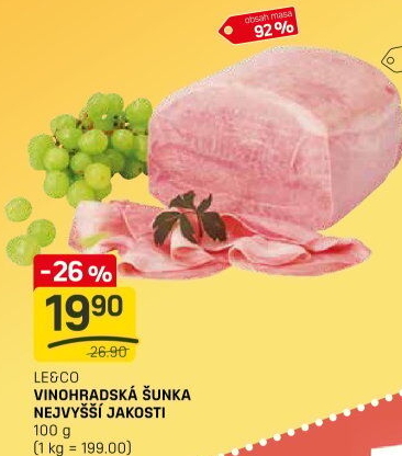 Šunka vinohradská nejvyšší jakosti LE&amp