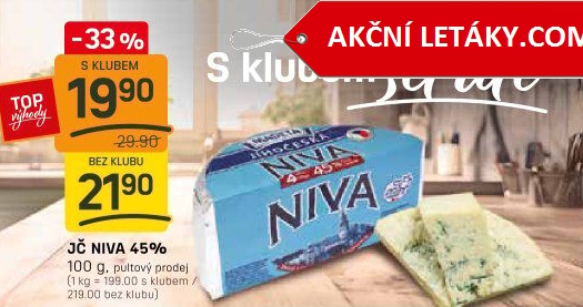 Sýr Niva Jihočeská 45% Madeta