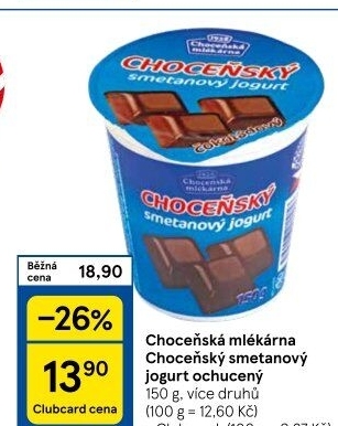 Jogurt smetanový ochucený Choceňský