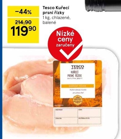Kuřecí prsní řízky Tesco