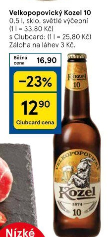 Pivo světlé výčepní 10°Velkopopovický Kozel