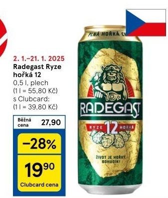 Pivo světlý ležák 12° Ryze hořká Radegast