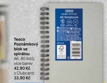 Poznámkový blok A6 Tesco