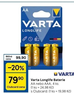 Baterie alkalické Longlife Varta