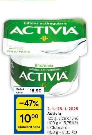 Bílý jogurt Activia Danone