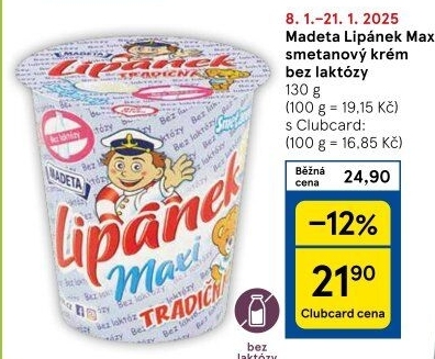 Dezert Lipánek bez laktózy Madeta