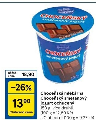 Jogurt smetanový ochucený Choceňský