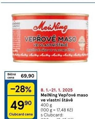 Maso vepřové ve vlastní šťávě Meining