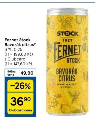 Míchaný nápoj Bavorák Citrus Fernet Stock