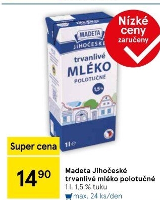 Mléko trvanlivé Jihočeské Madeta - 1,5% polotučné
