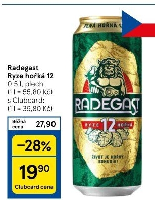 Pivo světlý ležák 12° Ryze hořká Radegast