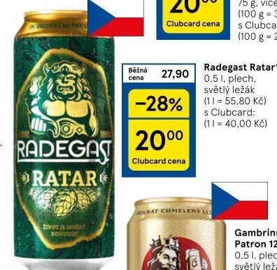 Pivo světlý ležák Ratar Radegast