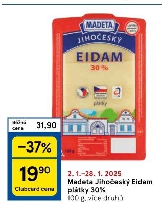 Sýr Eidam Jihočeský 30% Madeta