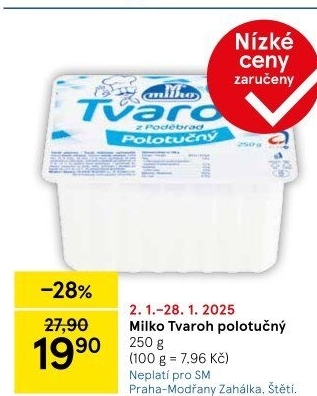 Tvaroh polotučný z Poděbrad Milko