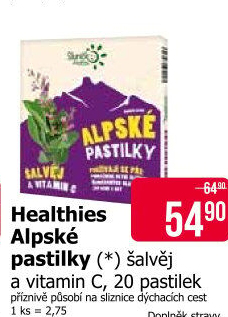 Doplněk stravy Pastilky alpské šalvěj a vitamin C Healthies
