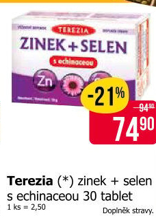 Doplněk stravy Zinek + Selen s echinaceou Terezia