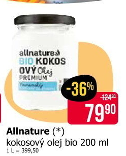 Kokosový olej premium bio Allnature