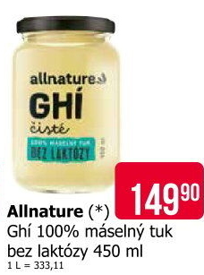 Přepuštěné máslo Ghí Allnature