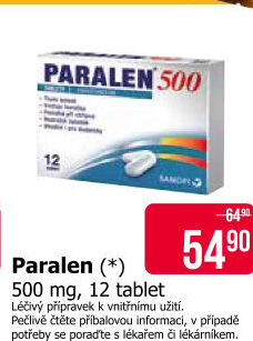 Tablety proti horečce a bolesti 500 Paralen