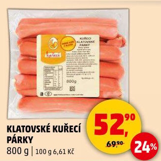 Kuřecí klatovské párky DZ Klatovy