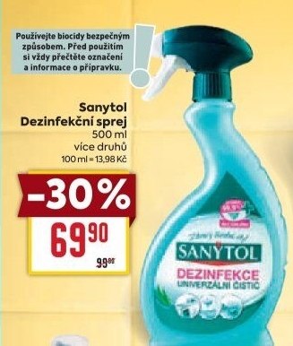 Dezinfekční čističe ve spreji Sanytol