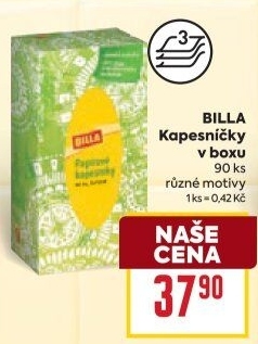 Kapesníčky papírové 3vrstvé Billa - box