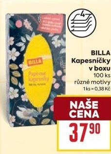 Kapesníčky papírové 4vrstvé Billa - box