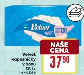 Papírové kapesníčky 3vrstvé Velvet - box