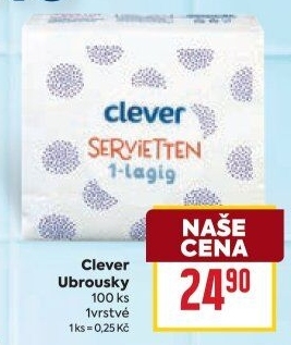 Papírové ubrousky 1vrstvé Clever