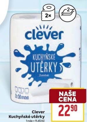 Utěrky kuchyňské 2vrstvé Clever