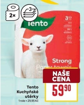 Utěrky kuchyňské 3vrstvé Strong Tento