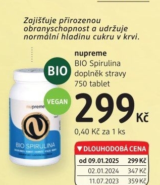 Doplněk stravy bio Spirulina Nupreme