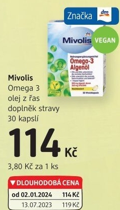 Doplněk stravy olej z řas Omega 3 Mivolis
