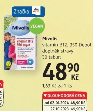 Doplněk stravy Vitamín B12350 Depot Mivolis