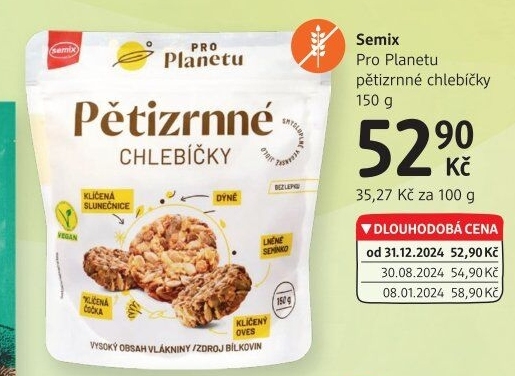 Pětizrnné chlebíčky bez lepku Semix