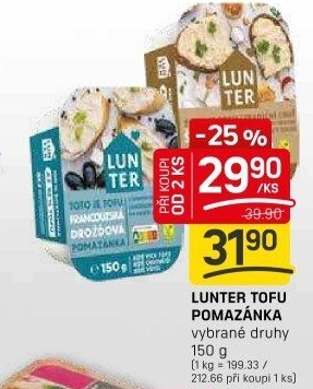 Pomazánky tofu Lunter