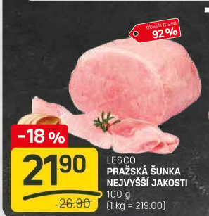 Šunka pražská nejvyšší jakosti LE&amp
