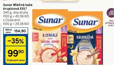 Kaše mléčná krupicová Sunar