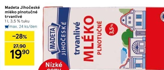 Mléko trvanlivé Jihočeské Madeta - 3,5% plnotučné