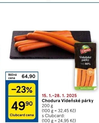 Párky vídeňské Beskydské uzeniny Chodura