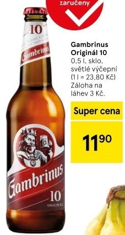 Pivo světlé výčepní Originál 10° Gambrinus
