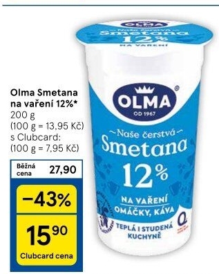 Smetana na vaření Olma 12%