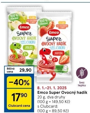 Super želé ovocný hadík Emco