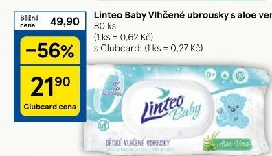 Vlhčené ubrousky dětské Linteo Baby